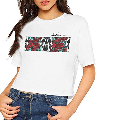 AlbertV Deftones Sexy Exposed Navel Female T-Shirt Bare Midriff Crop Top Tshirt White L