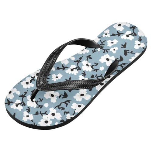 White Blossom Branch Flip Flops for Beach Thong Sandals Anti-slip Lightweight Shower Shoes for Summer Travel Swim2