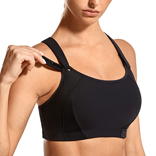 SYROKAN Women's Sports Bra High Impact Front Adjustable Support Lightly Padded Wireless Racerback Workout Running