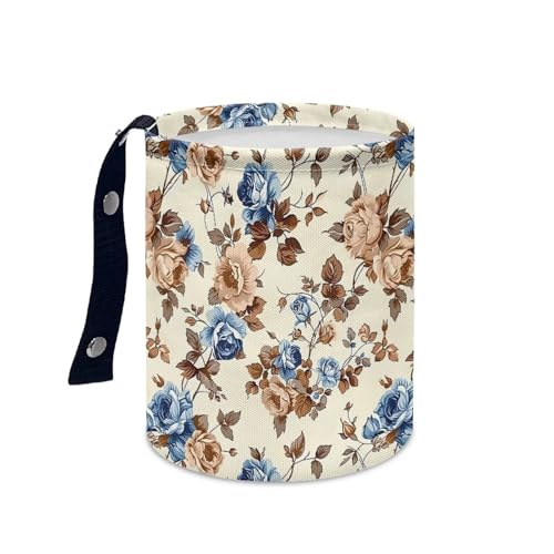 Image of Retro Flower Print Cat Car Garbage Can Small Trash Can with Leak Proof Inside Liner and Hanging Strap Car Organizer Portable for Road Trip