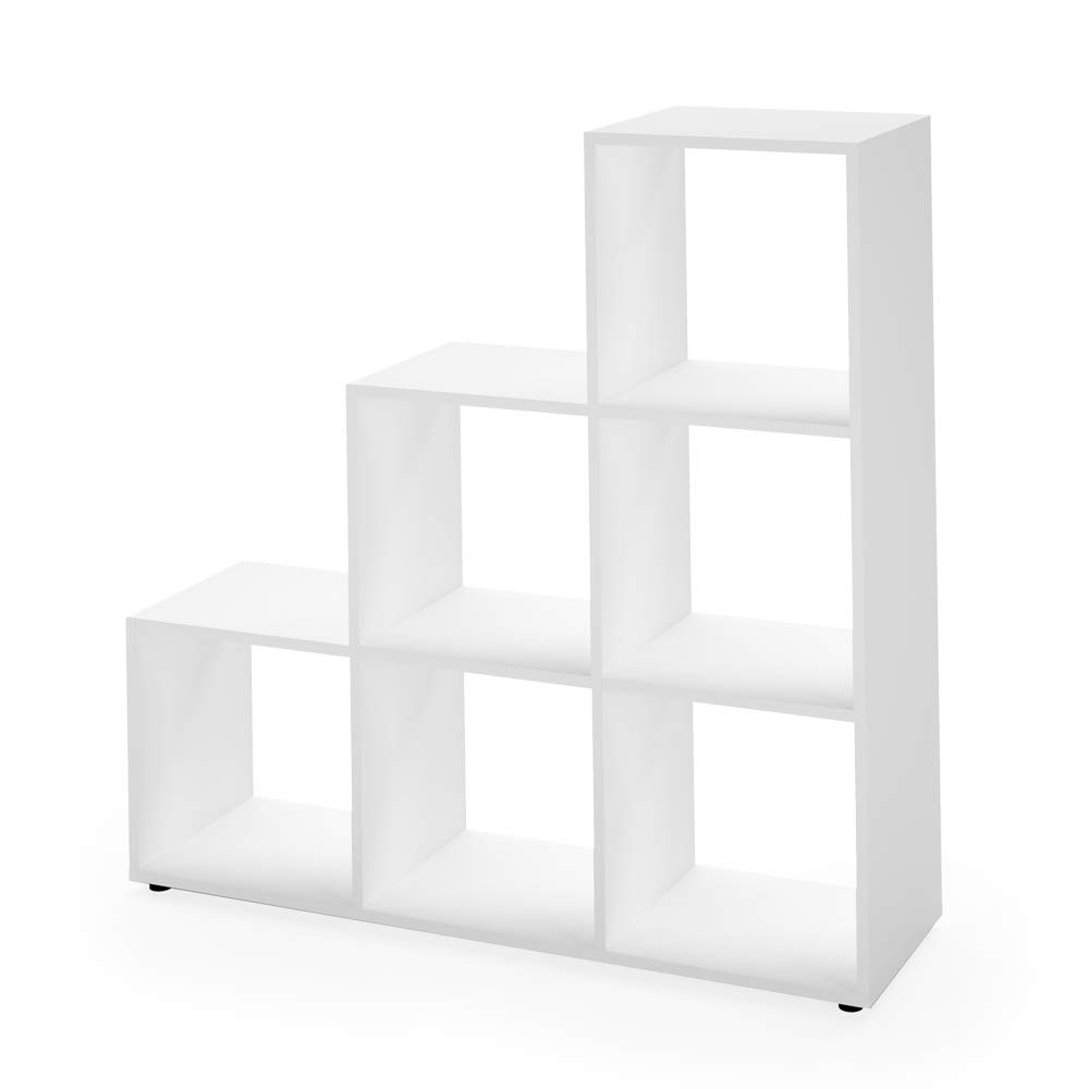 Vicco Scaffale a scale, Bianco, 107.2 x 107.8 cm, utilizzabile come divisorio con 6 vani aperti