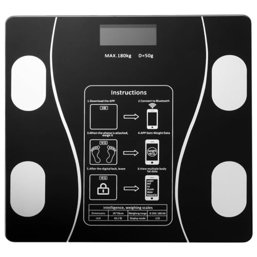 Balance Électronique de Poids Corporel Rechargeable USB avec Grand Affichage LED Noir