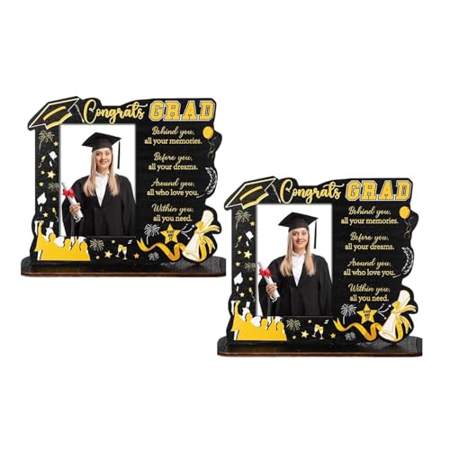 Generic 木製卒業記念額縁 7.2x5.98inch ? 雕刻デザイン対応 イーゼルスタンド付き 写真サイズ3.94x2.64inch 家庭やオフィスのデコレーションに (ブラック)