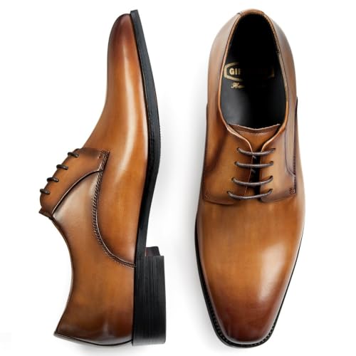 Image of GIFENNSE Men's Dress Shoes Oxford Lace-Up Leather Formal