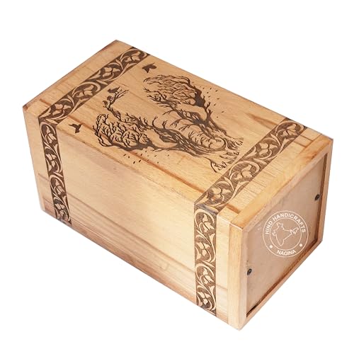 Image of Handcrafted Floral Engraved Wooden Urns for Human Ashes Adult Large - Cremation Urn for Ashes - Burial Urn for Columbarium - Funeral Urn Box (Elephant, 250 LB - BeechWood)