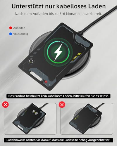 Tracker Android Tracking Card Ultradünn Tracker Karte (NUR Android) Kabelloses Laden Geldbörsenfinder kompatibel mit Google Find Hub IP68 Wallet Tracker für Koffer-1pcs