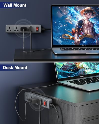 Image of FEDUS Surge Protector, 4 Universal Sockets with Individual Switch, 10 Meter 32 Feet Long Cable, Extension Board Cord, Automatic Overload Protection, Fireproof Power Strip Switch Board, Spike Guard