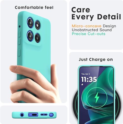 Image of DIZORO Microfiber Candy Case for Motorola Moto Edge 70 Fusion 5G Smooth Touch Cushion Liquid Soft Silicone Gel Phone Cases Non-Slip Full Body Protective Back Cover - Mint
