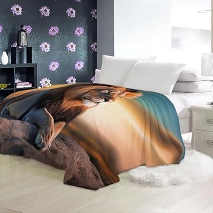XCQHZYQ Kuscheldecke für Kinder brauner Tierlöwe 130x150 cm Decke Fleecedecke Sofadecke Kinderdecke, Superweiche Flanell Wohndecke Geschenke für Jungen Mädchen – Bild 5