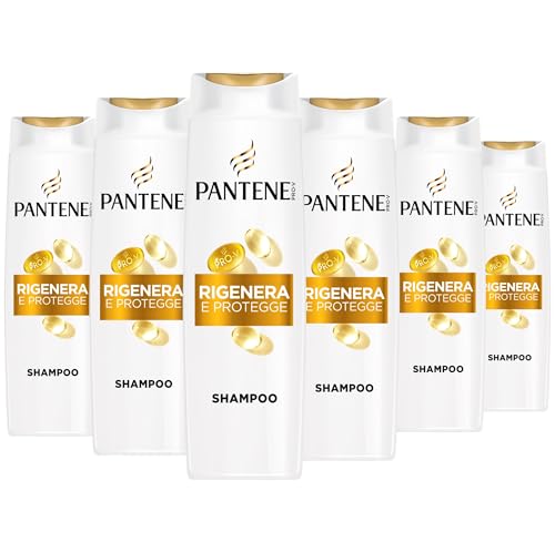 Pantene Pro-V Shampoo Rigenera E Protegge Capelli Deboli, Secchi, Danneggiati. Protegge i Legami del Capello. Senza Siliconi, Olio Minerale e Coloranti. Active Nutri-Plex 6x300ml