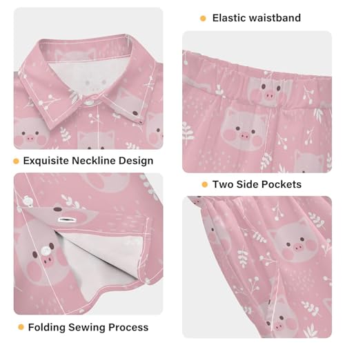 Image of visesunny Funny Boy's 2 Pieces Shirt and Short Set Casual Shirts Short Sleeve Beach Shorts Summer Outfits for 3-10 Years Kids