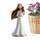 Generisch Engelsfiguren für Frauen – Kunstharz-Engel, roter Vogel, Dekoration – Erinnerungsverlust-Statue – für den Innenbereich, Wohnzimmer, Schreibtisch, Kaminsims, Frauen