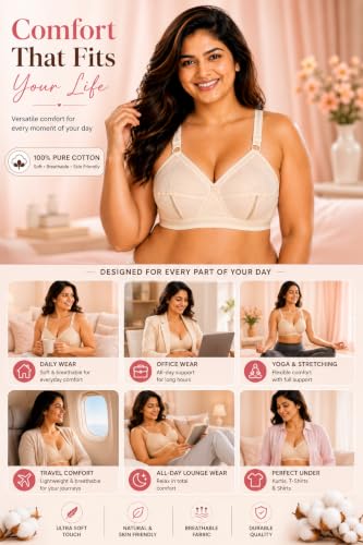 Image of SONA Perfecto Plus Size Cotton Full Coverage Bra for Women Heavy Bust