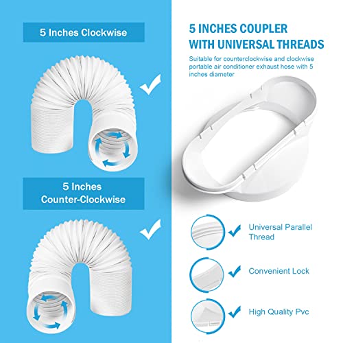 YoleShy Portable Air Conditioner Window Kit with Coupler Adjustable Window Seal for AC Unit, Sliding AC Vent Kit for 5 inches Exhaust Hose