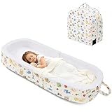 Lvemilio Portable Toddler Travel Bed, Foldable Soft Foam Floor Bed for Baby & Kids with Velvet Fabric, Safety Rail, Washable Cover, No Assembly, Compact for Travel & Home Use