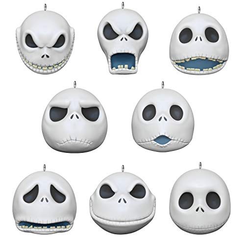 Hallmark Keepsake Ornaments 2020, Mini Disney Tim Burton's The Nightmare Before Christmas The Many Faces of Jack Skellington Porcelain, Set of 8 (3999QXM8354)