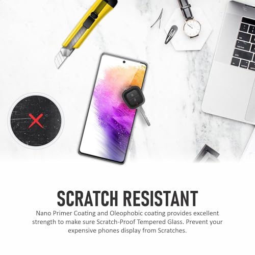 Image of SupCares Tempered Glass for Samsung Galaxy A73 and Galaxy A71 (6.7 Inch) With Installation Kit | Military-Grade Gorilla Screen Protector | Edge to Edge Coverage | Black