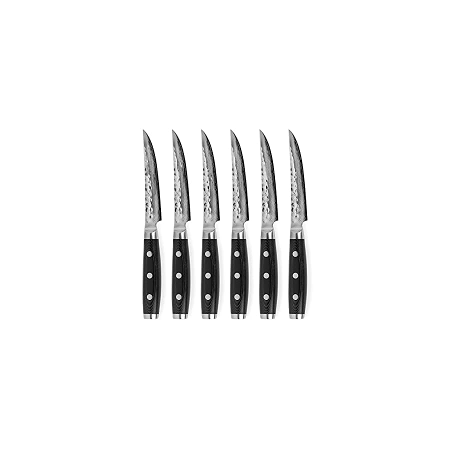 Enso HD 16 Piece Knife Set - Made in Japan - VG10 Hammered Damascus Stainless Steel with Dark Ash Block
