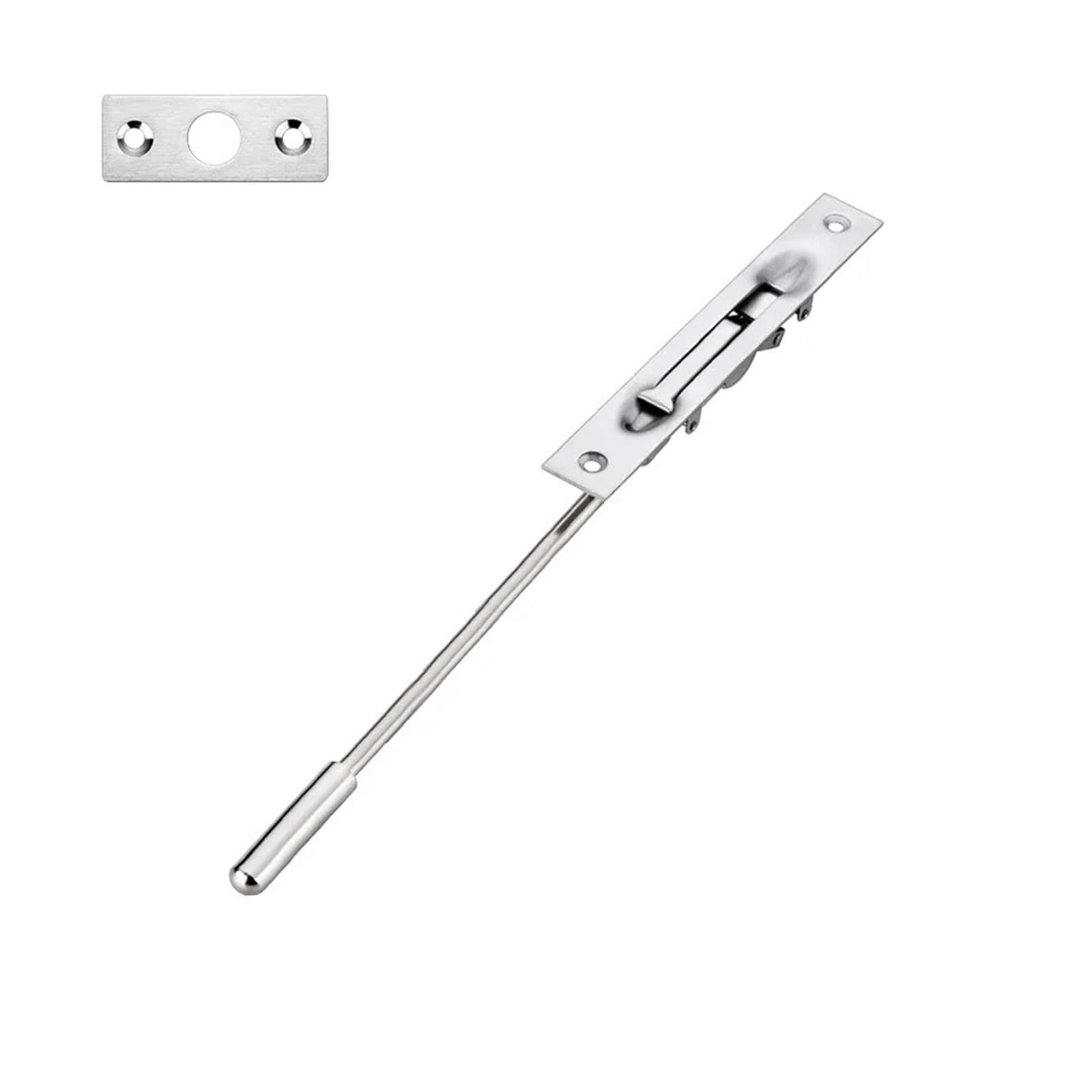 Ayztantine Women's Silver 200Mm Door Flush Bolt Latch Lock Concealed Door 304 Stainless Steel Security Door Concealed Latch Of The Earth And For Bedroom, Bathroom(Silver 200Mm)