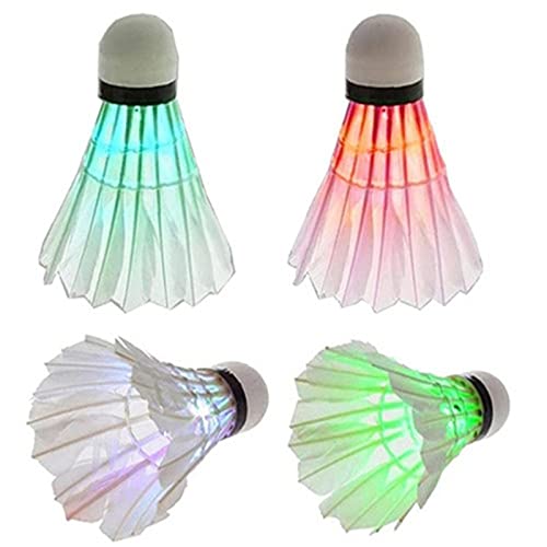 Syhonic LED Badminton Shuttlecocks 4 Pack Dark Night Glow Birdies Lighting for Outdoor & Indoor Sports Activities