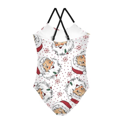 Christmas Santa Claus Baby Girls' Swimwear Quick Dry Toddler Girls One Piece Swimsuit Bathing Suits Size 3T-10Y2