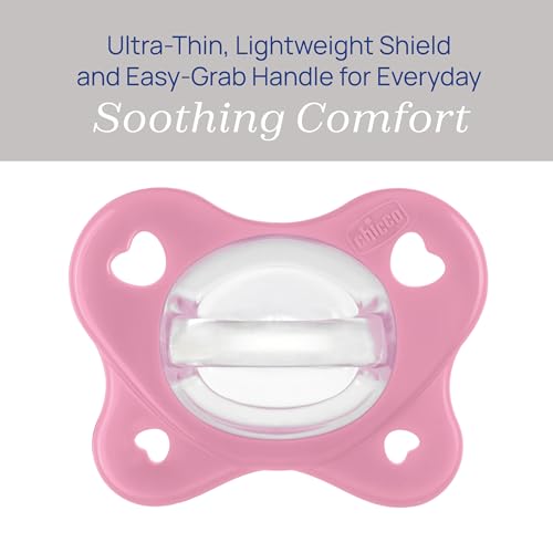 Image of Chicco PhysioForma Dual Soft Orthodontic Pacifier for Babies 6-16 Months, 100% Soft Silicone, Supports Breathing, One-Piece Design, Included Sterilizing Case, BPA Free, 2-Pack, Grey /Dusty Rose