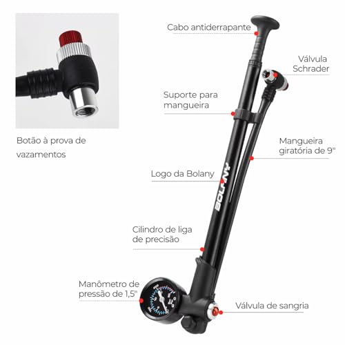 Bomba Supensão Calibrador Ar Bike Manômetro 300 Psi Shock