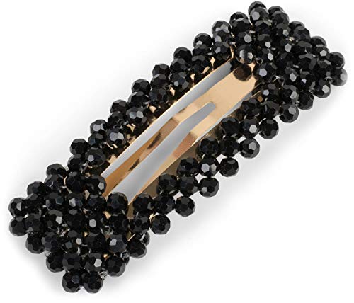 styleBREAKER barrette pour femmes rectangulaire avec perles en plastique et fermeture par clip, barrette, pince à cheveux 04027007, couleur:Noir Cover
