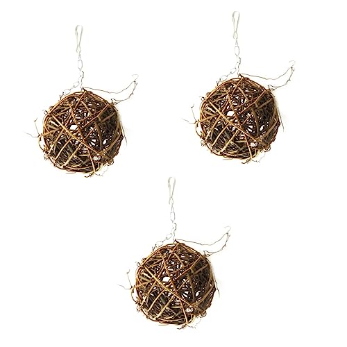 BESPORTBLE 3pcs Rattan Bird Toys Willow Balls for Parrots Small Birds Chew Toys Hanging Ornament