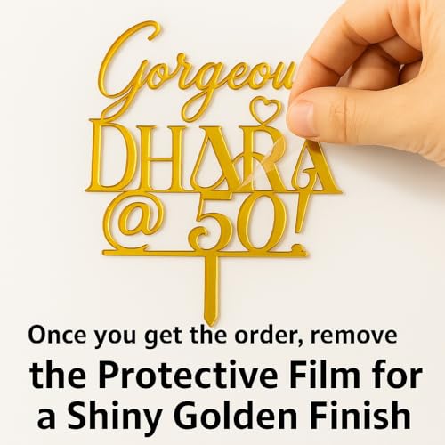 Image of LET'S DIY Personalized Gold Acrylic Cake Topper - Custom Name or Message Party Decoration for Cakes