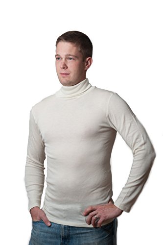Organic Merino Wool-Silk Long-Underwear Shirt, Turtleneck, Natural White, Size S