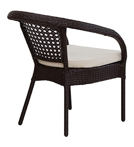 Image of Anaya Decor D-8 Chairs Table Set 4+1 Wicker Patio Furniture Sets 4 Chair and 1 Table with Cushions for Garden Balcony Bedroom Powder Coated Frame Uv Protected Wicker (Brown+Beige)