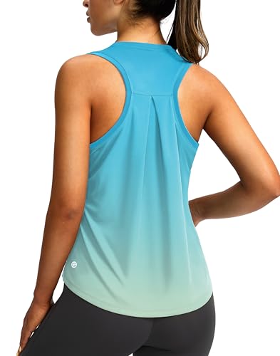 Image of Women's Workout Tops Racerback Athletic Tank Tops Sleeveless Loose Fit Yoga Running Gym Shirts for Women