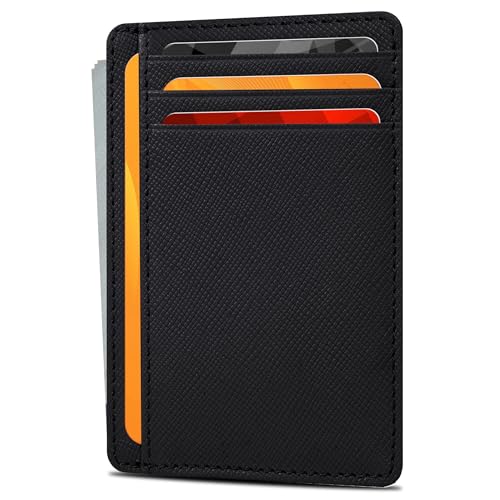 Real Leather Slim Minimalist Wallet for Men and Women -RFID Blocking Front Pocket Thin Credit Card Holder Stylish Wallets