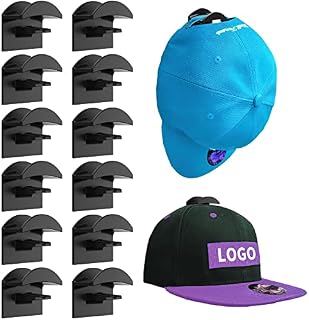 TOTSUN 12Pcs Adhesive Hat Hooks for Wall Mounted, Cap Rack Hat Hanger Holder Baseball Cap Storage Hat Rack for Wall, Black, Bears 2 Pounds