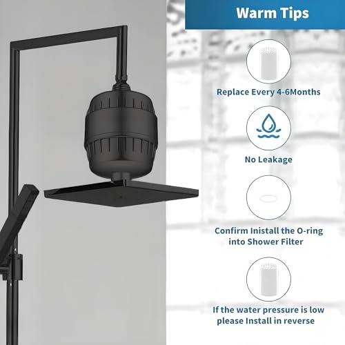 Image of 20 Stage Shower Filter for Hard Water - 99% Removal High Output Shower Head Filter for Chlorine, Heavy Metals, Improve Skin, Hair and Nails, Chrome Finish, Black