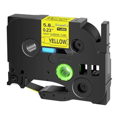Image of 20 Pack Compatible for Brother Ptouch HSe-611 HSe611 HS-611 HS611 Black on Yellow 5.8mm 0.23'' Heat Shrink Tubing Label Tape for Wire Cable use in PT-E300 PT-E500 PT-E550W PT-P750W Label Printer