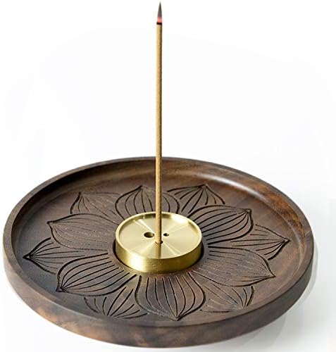 SeedWave Incense Holder, Wooden Incense Burner, Wide Incense Holder for Sticker, Handmade Lotus Incense Tray for Home Décor, Meditation, Yoga