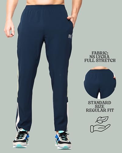 Image of Men's Ns Lycra Spandex Mixx Polyester Sports Trackpants with Both Side Zipper Pockets