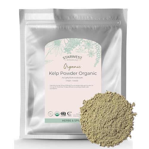 Starwest Botanicals Organic Kelp Powder - Nutrient Rich, Natural Source of Iodine, Potassium, Magnesium, Zinc, Iron, & Calcium, Certified Kosher, Non-GMO - 16 oz Bag
