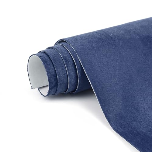 Image of Premium Blue Suede Fabric Wrap - 16x59 inch Suede Wrap for Car Interior - Self-Adhesive Microfiber and Synthetic Leather, Stretchable Interior Film for Car and Home Decor