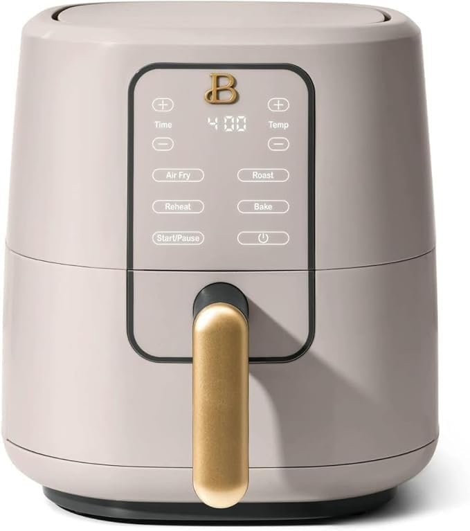 Beautiful Drew Barrymore 3-Quart Digital Air Fryer, TurboCrisp Technology, 4 Presets, 170°F-400°F, Non-Stick, Dishwasher Safe, 1200 Watt. (Porcini Taupe)