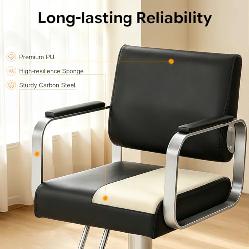 Image of Salon Chair,Salon Chair for Hair Stylist with Height Adjustment,360 Rotatable Barber Chair for Barber Store,Beauty Salons,Spas