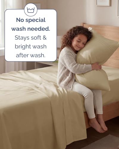 Twin Size 3 Piece Sheet Set - Comfy Breathable & Cooling Sheets - Hotel Luxury Bed Sheets for Women & Men - Deep Pockets, Easy-Fit, Extra Soft and Wrinkle Free Sheets - Beige Oeko-Tex Bed Sheet Set — view 6