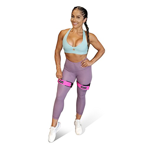 THE X BANDS - Fitness Bands Resistance - Booty Band - Glute Bands - Squat Bands for Thighs - Thigh Straps - Thigh Exercise Band - Leg Cuffs - Thigh Strap for Cable Machine - Pink - Thumbnail 6
