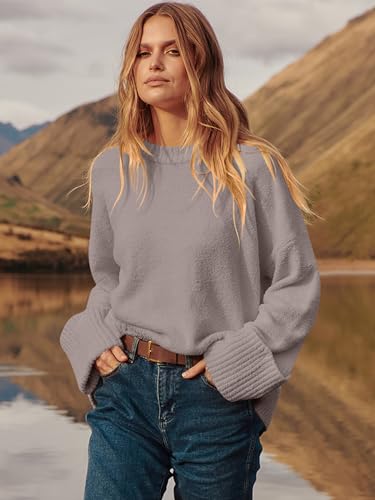 Prinbara Womens Oversized Sweater Crewneck Long Sleeve Fuzzy Knit Chunky Warm Pullover Sweaters Top 2025 Winter Trendy Outfit3
