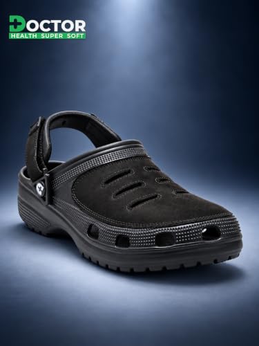 DOCTOR HEALTH SUPER SOFT Men's Black Clogs Sandals - Image 8