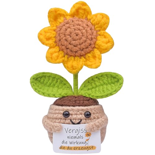 Mwmoeen Lustige Positive Sonnenblume Pocket Hug, Kreative glücksblümchen Positive Kartoffel Puppe Beste Freundin Geschenke für Freundin Kleine Geschenke für Frauen(A35)