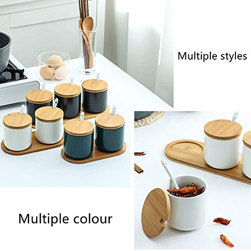 OnePine 2er Set Keramik Gewürzdosen Salztopf - Höhe 10cm Keramik Zuckerdose Gewürzgläser mit Löffel und Deckel für Tee Zucker Salz Gewürze… – Ansicht 6