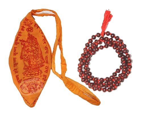 GRI9 8MM Rose Wood Jaap Mala with Jaap Bag, Meditation and Yoga Accessory Original buddhist Rosary Rakta Chandan Lal Chandan Rosewood Necklace (Rosewood Mala)